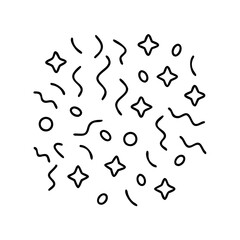 A delightful collection of hand drawn confetti stars and wavy lines