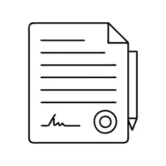 Signed Document with Official Seal and Pen Icon Illustration Graphic Design