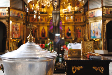 Ornate Orthodox Church Interior with Icons