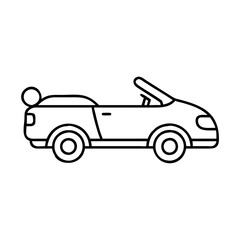 Line Drawing of a Convertible Sports Car with a Round Luggage Rack