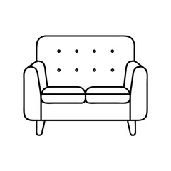 Simple Line Drawing of a Two Seater Button Tufted Sofa Couch
