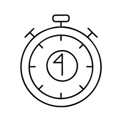 Simple Line Drawing of a Stopwatch Showing Four Seconds