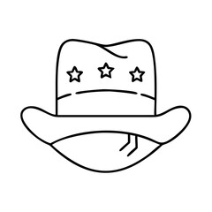 A Classic American Cowboy Hat with Three Stars Design Line Art Illustration