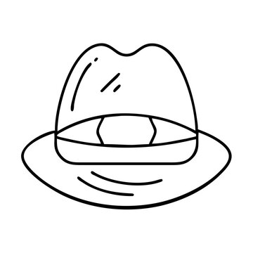 recommend clip art: Stylish Fedora Hat Illustration Line Art Design Fashion Accessory Headwear Gentleman Classic Vintage Retro