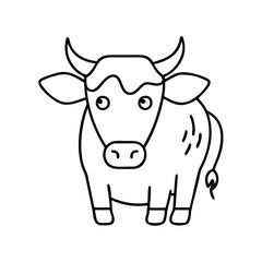 Adorable Cartoon Cow Illustration Simple Line Drawing of a Cute Bovine Animal