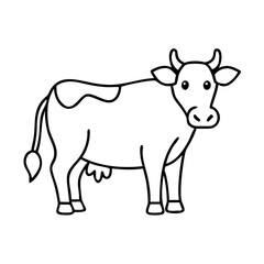 A Simple Line Drawing of a Dairy Cow in Black and White