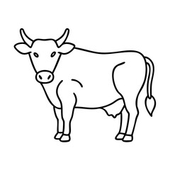 A Simple Line Drawing of a Cow Standing on Four Legs