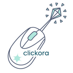 Clickora Digital Logo Vector with Mouse and Sparkling Cursor Concept

