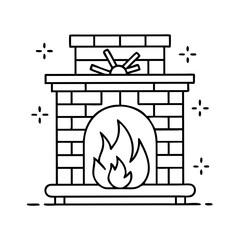 Cozy Brick Fireplace with Burning Flames and Chimney