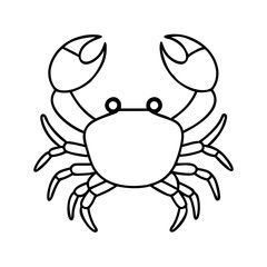 A Simple Line Drawing of a Crab Showing its Claws and Legs