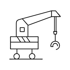 Simple Line Drawing of a Small Mobile Crane with Hook