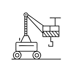 Simple Line Drawing of a Small Mobile Crane for Lifting and Transporting Cargo