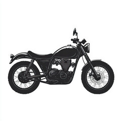 Obraz premium motorcycle silhouette , black and white illustration isolated on white background
