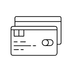 A Simple Line Drawing of Two Credit Cards Stacked on Top of Each Other Representing Secure Online Payments and Financial Transactions