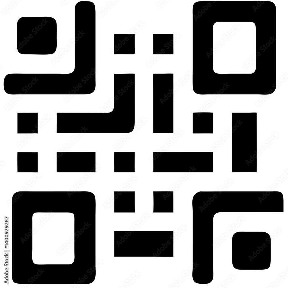 Poster qr code, simple black and white design, digital information representation, abstract pattern