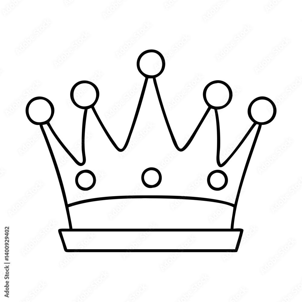 Poster a simple line drawing of a king's crown with eight points and a flat base