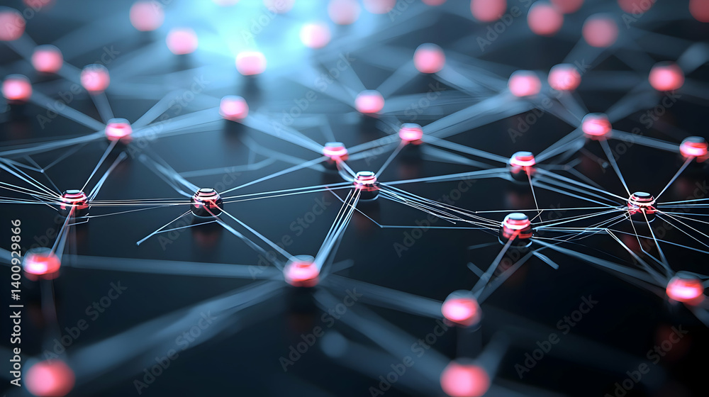 Poster abstract digital network design with red dots