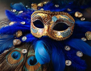 colorful carnival masquerade mask with intricate details and blue gem stone masquerade balls carnivals or costume parties concept of mystery and celebration
