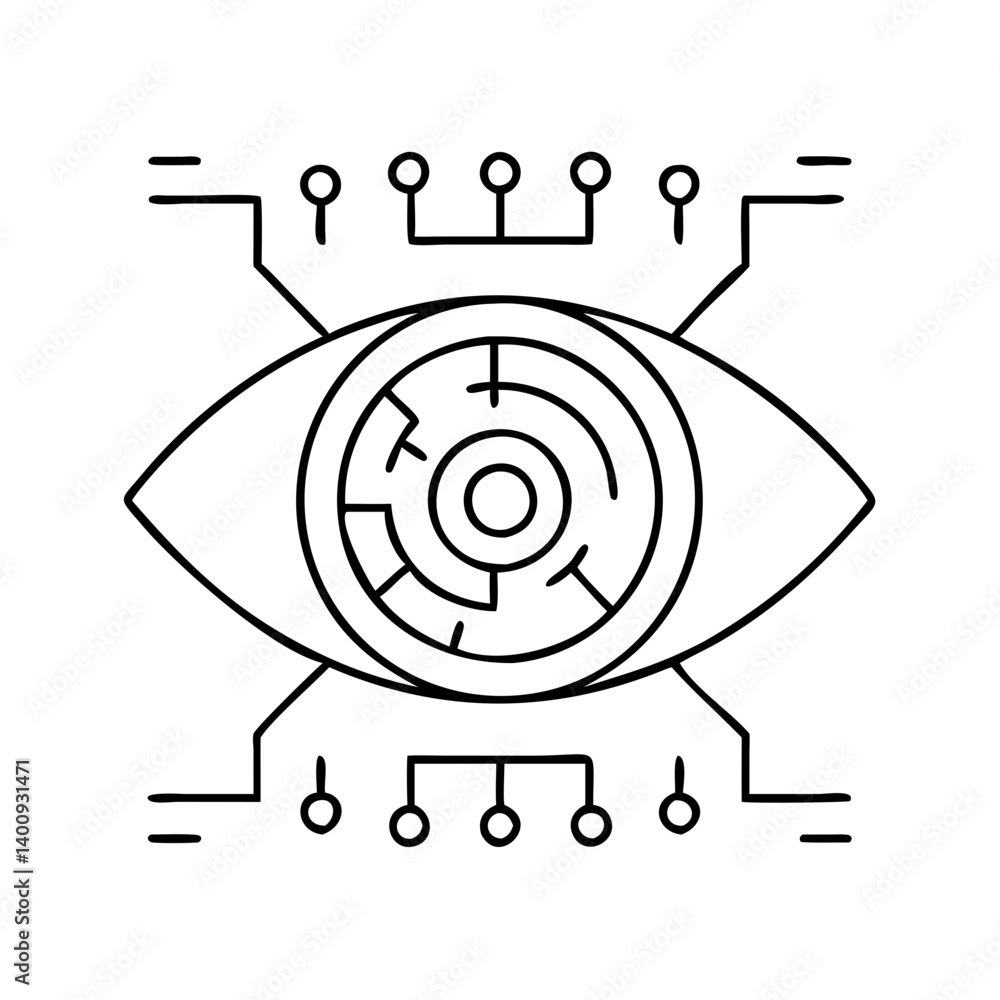 Poster artificial intelligence vision system advanced technology futuristic eye circuitry network