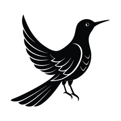 Sunbird Silhouette Vector Art Design and Black and White Sunbird Bird Vector Illustration