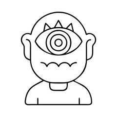 OneEyed Cartoon Character Illustration Simple Line Drawing Design
