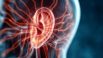 holographic technology display of human ear