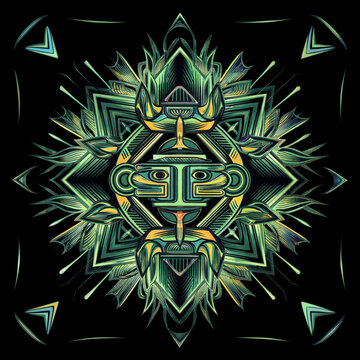 psychedelic mask on a black background