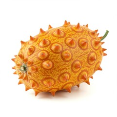 Horned melon, whole, fresh on white background