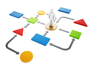 Multi colored software diagram on transparent background.