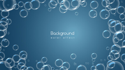 Air bubbles, aqua and effervescent water fizz. Bubble underwater with dark background 