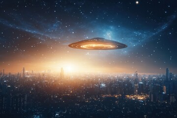 Futuristic spacecraft embarks on a galactic exploration journey amidst cosmic wonders and distant starry skies