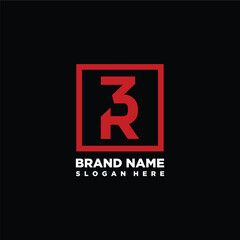 letter R3 concept logo design vector template