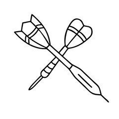 A Pair of Crossed Darts Ready for a Game of Skill and Precision