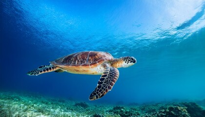 Obraz premium sea turtle swimming in clear blue water