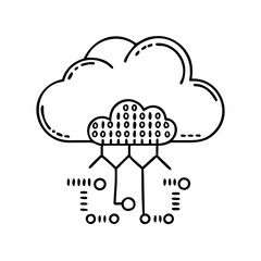 Cloud Computing Network Data Storage and Processing System Illustration