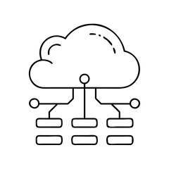 Cloud Computing Network Architecture Diagram Illustration Showing Data Storage and Connections