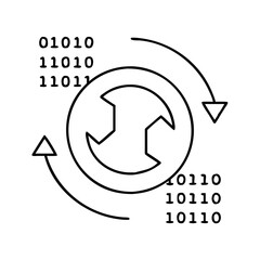 Circular Data Processing System with Binary Code and Gear Icon