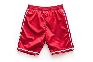 Red athletic shorts, back view