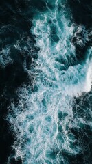 Aerial photograph showing a section of turbulent ocean water movement