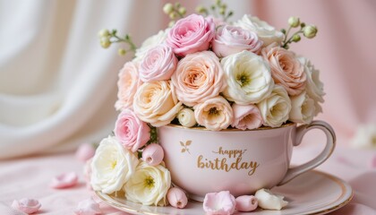 Pastel Roses in Teacup