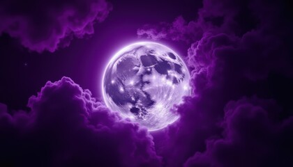 Purple moon, dark clouds