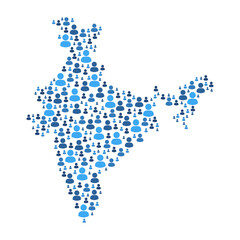 India map made of people symbol on white background