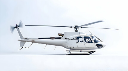 Modern White Helicopter Against Soft Light Background