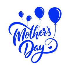 Blue Script Lettering Happy Mothers Day With Heart