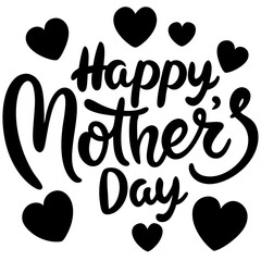 Black Script Text Happy Mothers Day Nestled With Heart