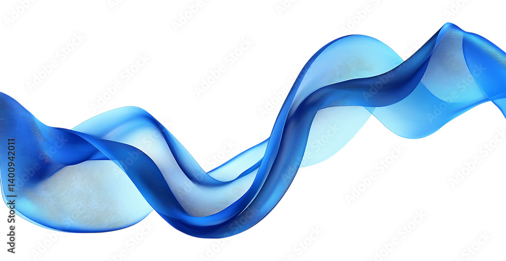 Poster Abstract flowing blue waves against trasparent backdrop create a modern and dynamic design element for creative projects