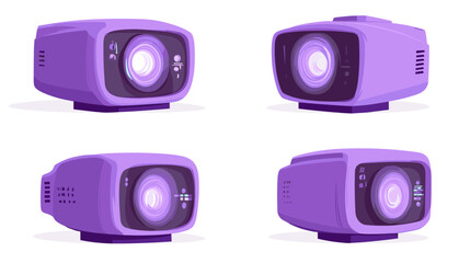 Purple Pixel Art Retro Projector Set