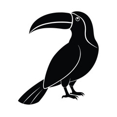 Toucan Silhouette Vector Art and Black and White Toucan Bird Illustration