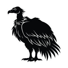 Vulture Silhouette Vector Art – Black and White Vulture Bird Illustration