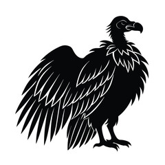 Vulture Silhouette Vector Art – Black and White Vulture Bird Illustration